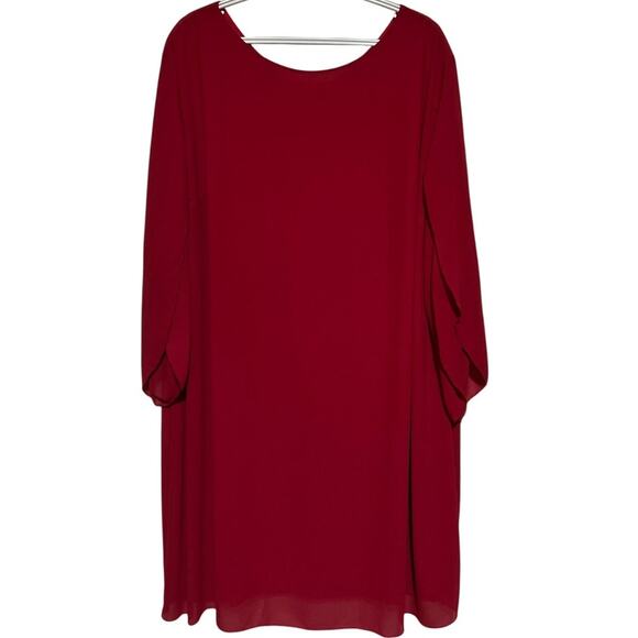 Grace Karin Women's Red Chiffon Lined Long Split Sleeve Dress Size‎ 2XL - Picture 1 of 5